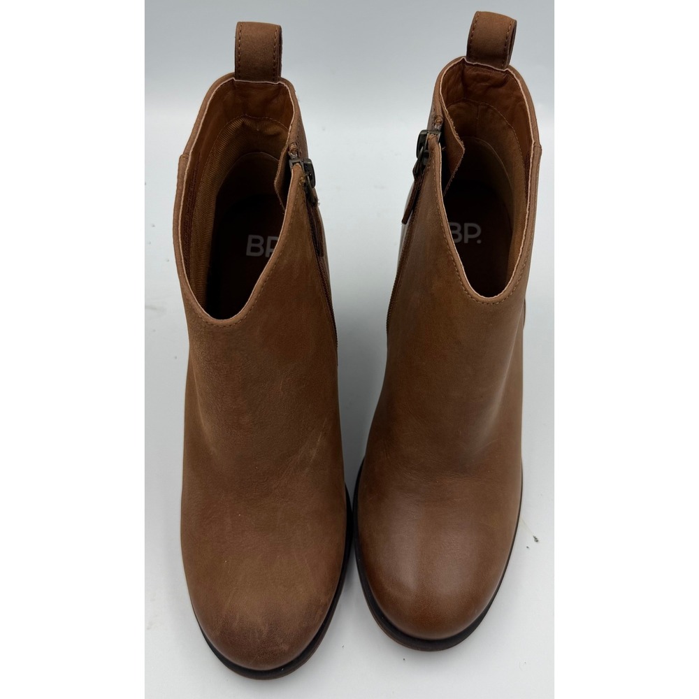 BP Lance Ankle Boots Womens 7.5 Brown Excellent Leather Block Heel Booties - Picture 5 of 10